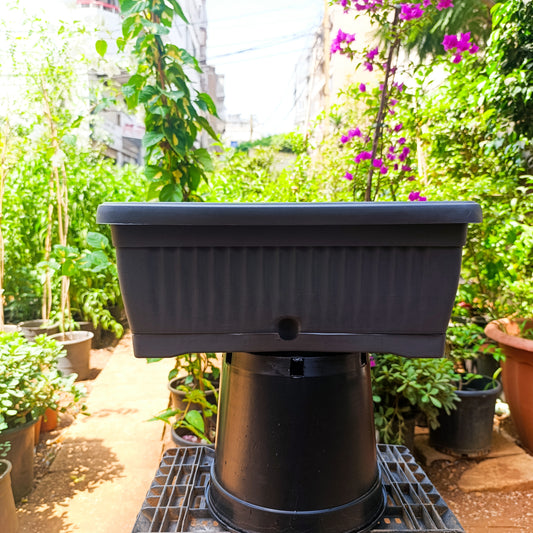 Plastic Rectangular Ridged Planter